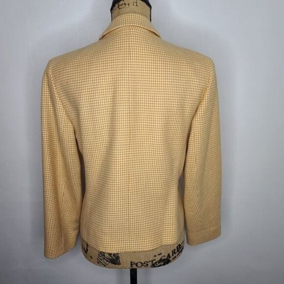 Vintage Yellow Houndstooth Plaid Wool Fitted Blazer - Picture 5 of 14